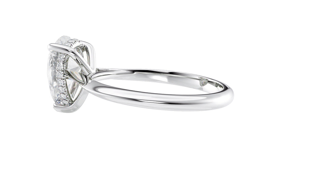 Pear Cut Solitaire Hidden Halo Diamond Engagement Ring