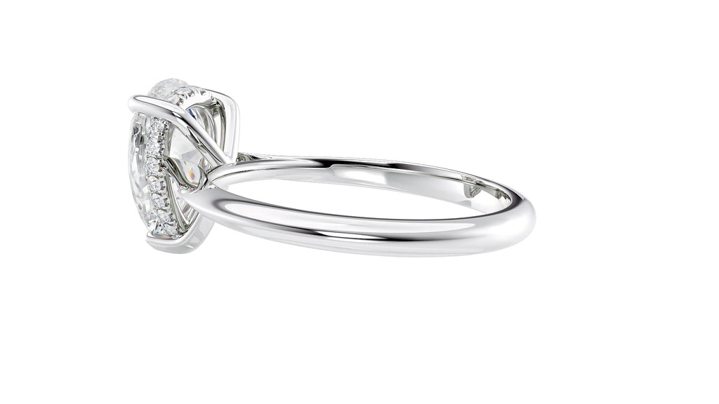 Pear Cut Solitaire Hidden Halo Diamond Engagement Ring