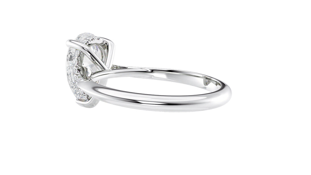 Pear Cut Solitaire Hidden Halo Diamond Engagement Ring