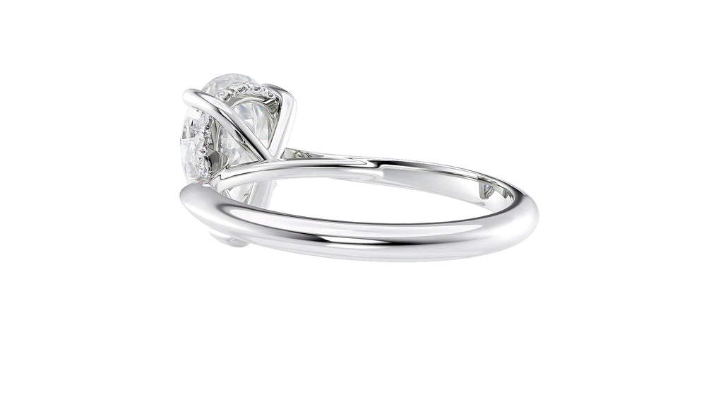 Pear Cut Solitaire Hidden Halo Diamond Engagement Ring