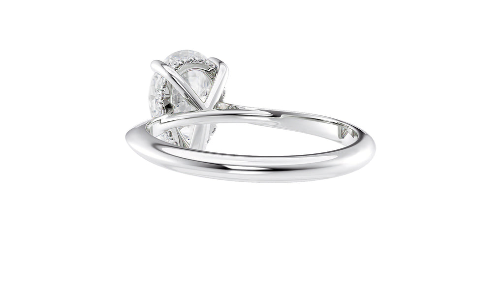 Pear Cut Solitaire Hidden Halo Diamond Engagement Ring