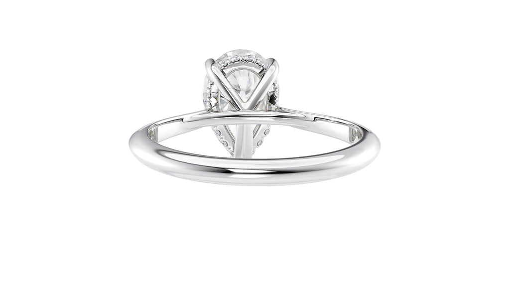 Pear Cut Solitaire Hidden Halo Diamond Engagement Ring