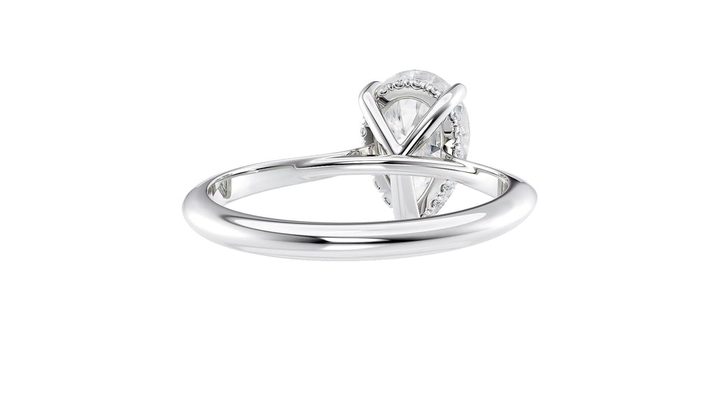 Pear Cut Solitaire Hidden Halo Diamond Engagement Ring