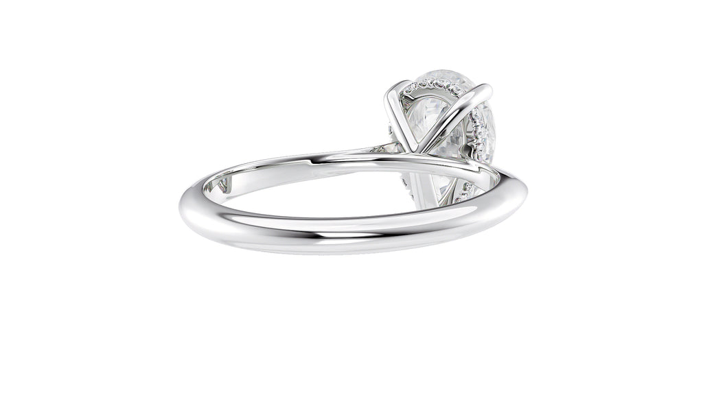 Pear Cut Solitaire Hidden Halo Diamond Engagement Ring