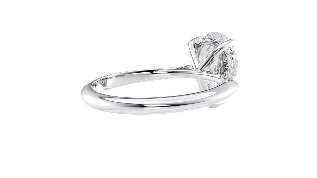 Pear Cut Solitaire Hidden Halo Diamond Engagement Ring