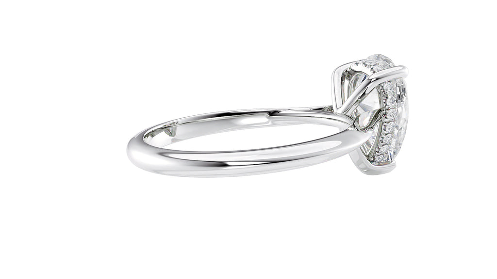 Pear Cut Solitaire Hidden Halo Diamond Engagement Ring