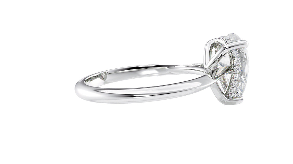 Pear Cut Solitaire Hidden Halo Diamond Engagement Ring