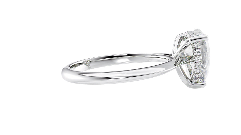 Pear Cut Solitaire Hidden Halo Diamond Engagement Ring