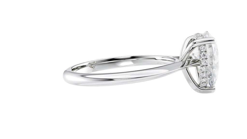 Pear Cut Solitaire Hidden Halo Diamond Engagement Ring