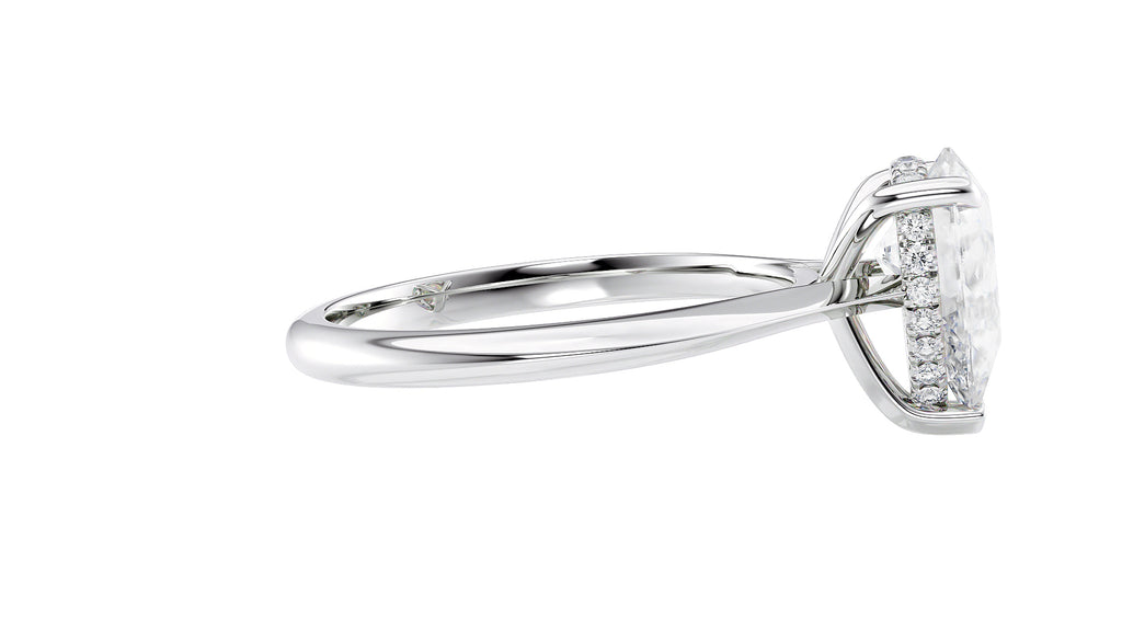 Pear Cut Solitaire Hidden Halo Diamond Engagement Ring