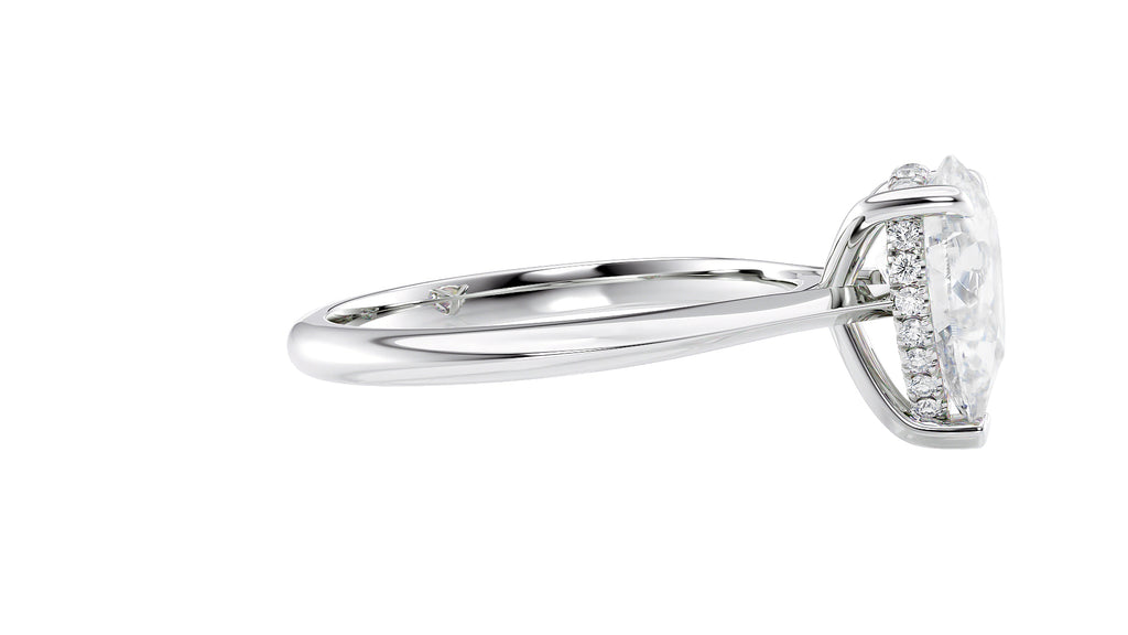 Pear Cut Solitaire Hidden Halo Diamond Engagement Ring