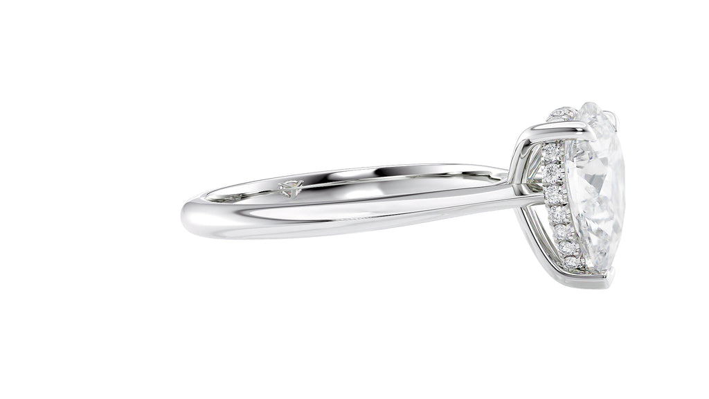 Pear Cut Solitaire Hidden Halo Diamond Engagement Ring
