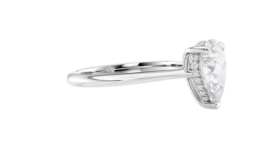 Pear Cut Solitaire Hidden Halo Diamond Engagement Ring