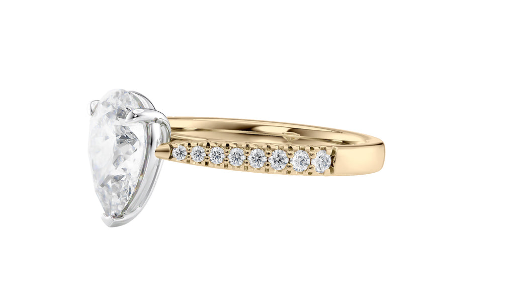 Pear Cut Solitaire Tapered Diamond Band Engagement Ring