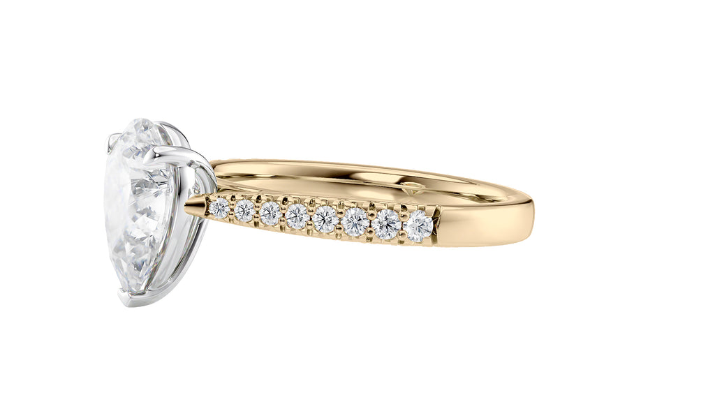 Pear Cut Solitaire Tapered Diamond Band Engagement Ring