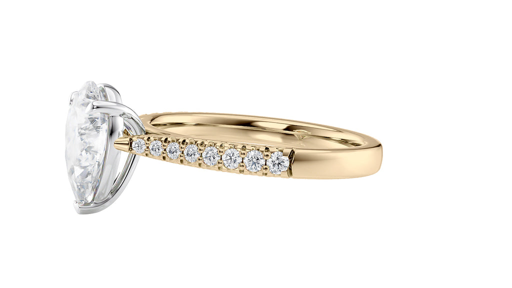 Pear Cut Solitaire Tapered Diamond Band Engagement Ring