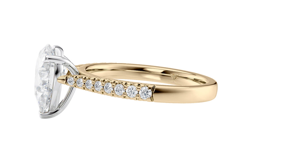 Pear Cut Solitaire Tapered Diamond Band Engagement Ring