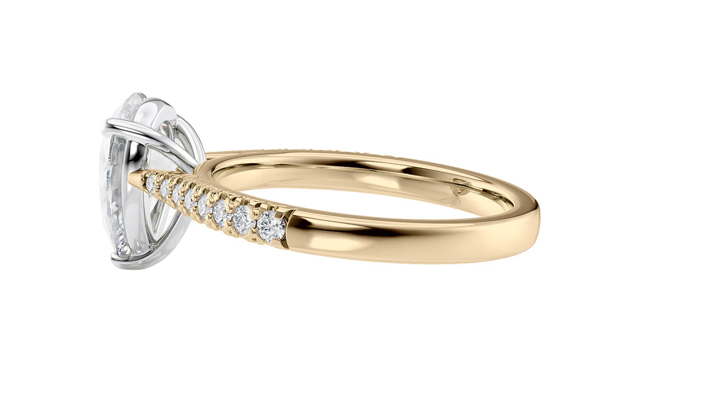Pear Cut Solitaire Tapered Diamond Band Engagement Ring