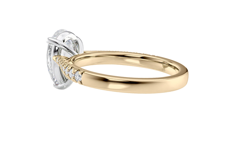 Pear Cut Solitaire Tapered Diamond Band Engagement Ring