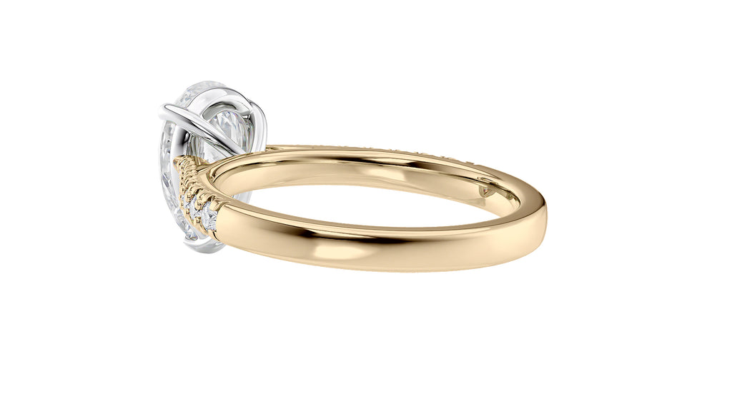 Pear Cut Solitaire Tapered Diamond Band Engagement Ring