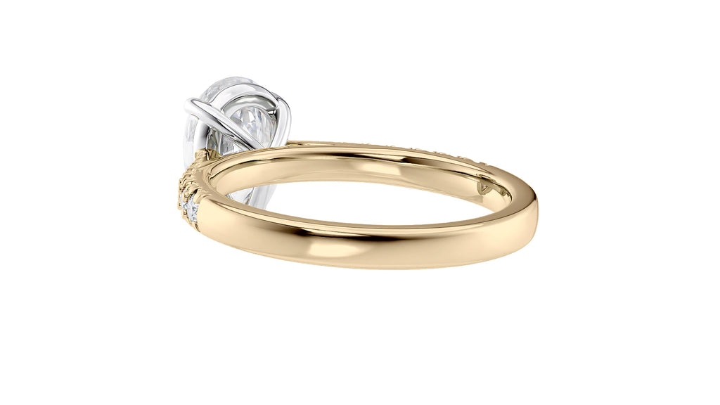 Pear Cut Solitaire Tapered Diamond Band Engagement Ring
