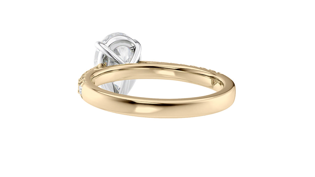 Pear Cut Solitaire Tapered Diamond Band Engagement Ring