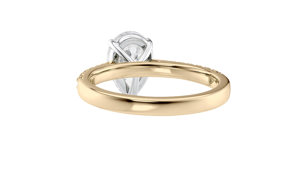 Pear Cut Solitaire Tapered Diamond Band Engagement Ring