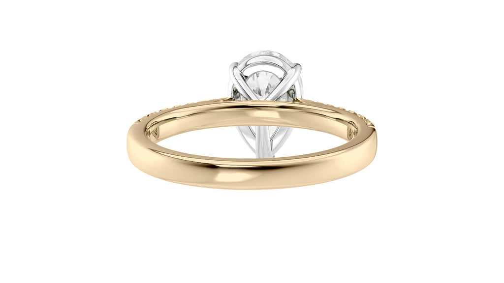 Pear Cut Solitaire Tapered Diamond Band Engagement Ring