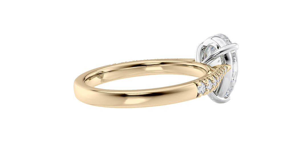 Pear Cut Solitaire Tapered Diamond Band Engagement Ring