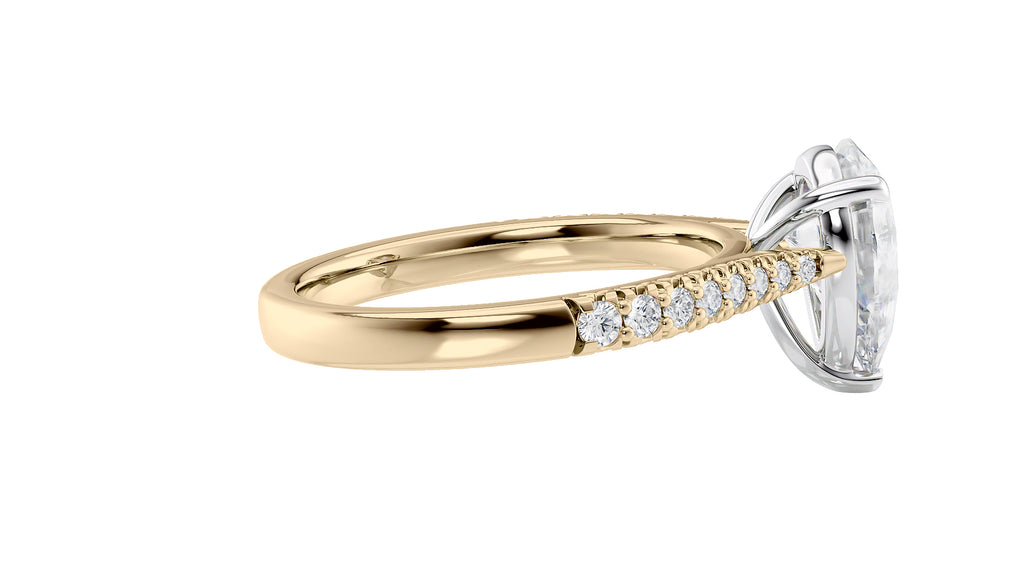 Pear Cut Solitaire Tapered Diamond Band Engagement Ring