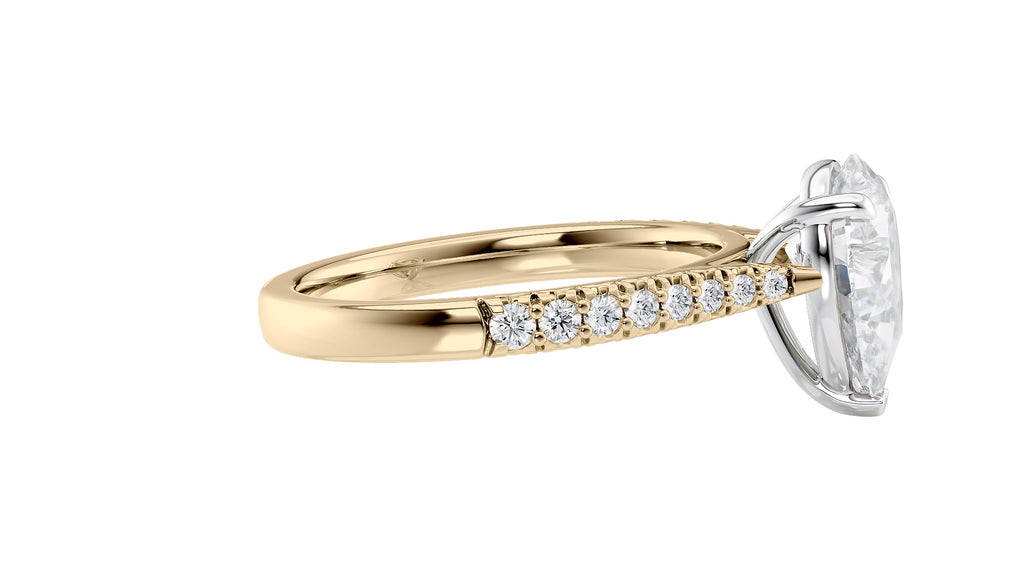Pear Cut Solitaire Tapered Diamond Band Engagement Ring