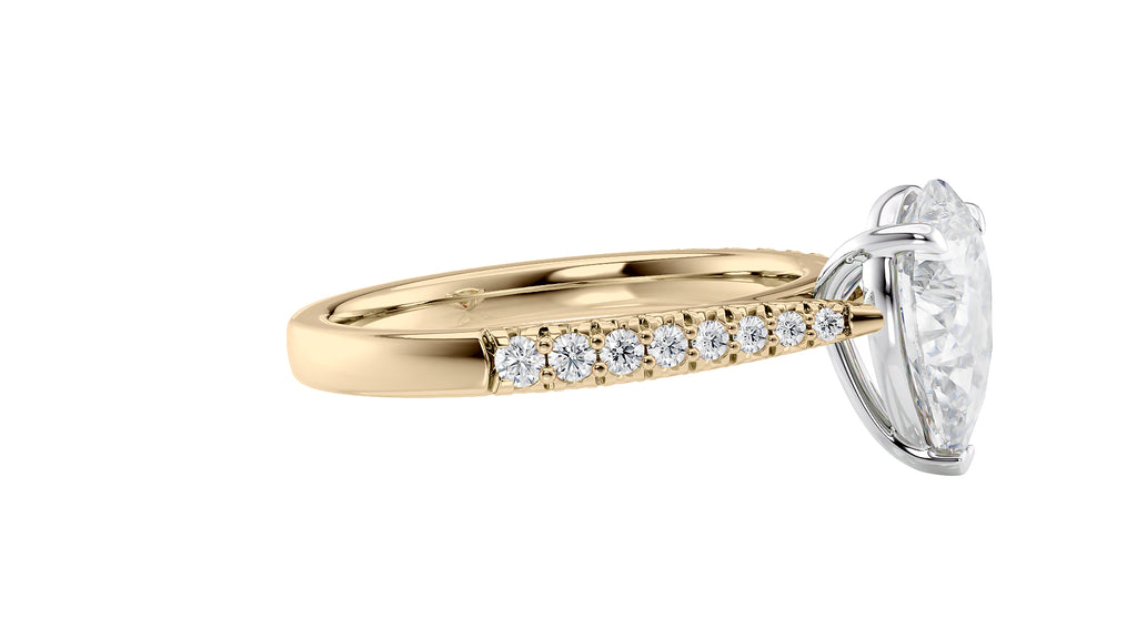 Pear Cut Solitaire Tapered Diamond Band Engagement Ring