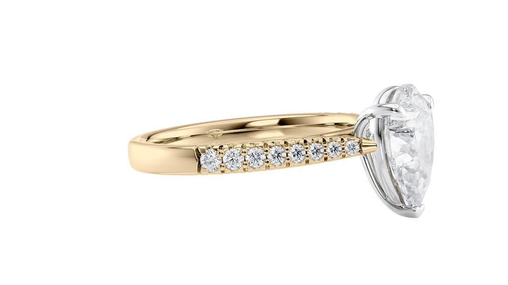 Pear Cut Solitaire Tapered Diamond Band Engagement Ring