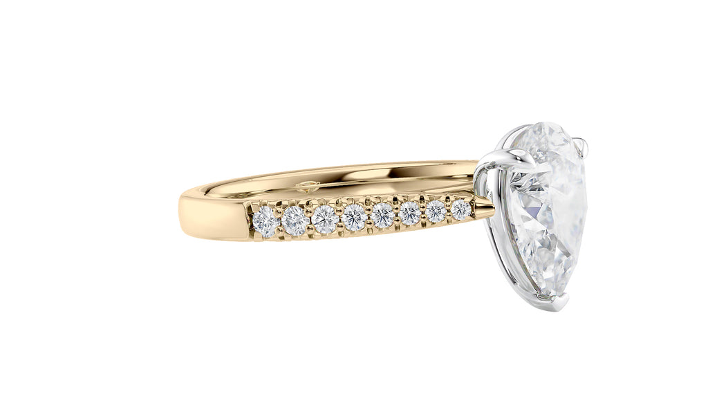 Pear Cut Solitaire Tapered Diamond Band Engagement Ring