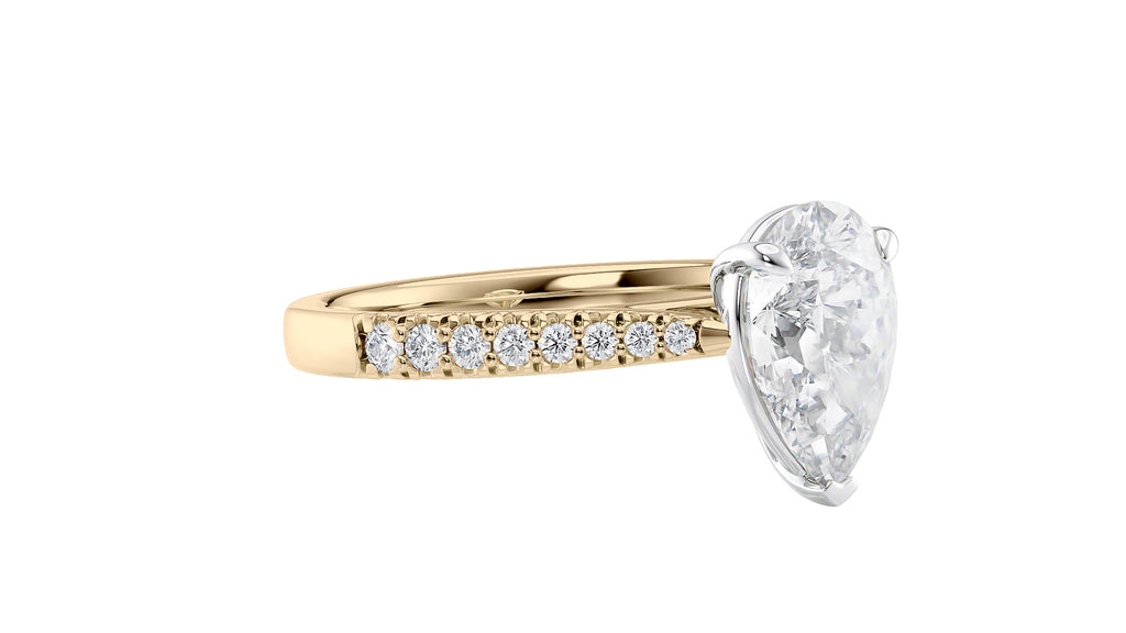 Pear Cut Solitaire Tapered Diamond Band Engagement Ring
