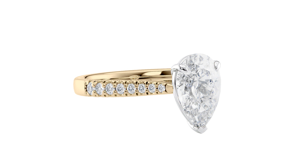 Pear Cut Solitaire Tapered Diamond Band Engagement Ring