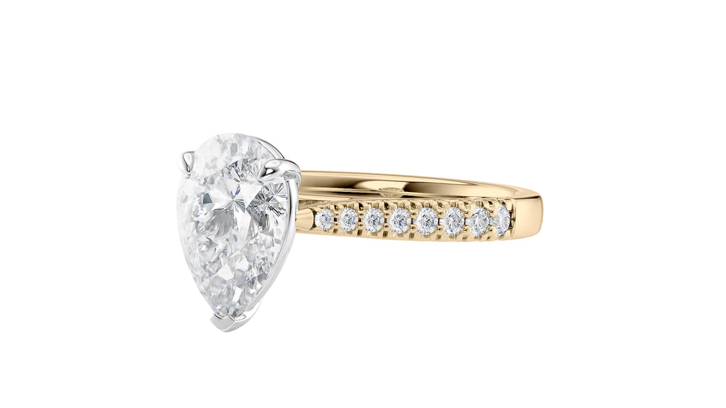 Pear Cut Solitaire Tapered Diamond Band Engagement Ring