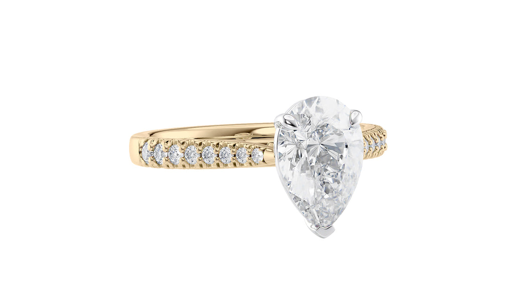 Pear Cut Solitaire Tapered Diamond Band Engagement Ring