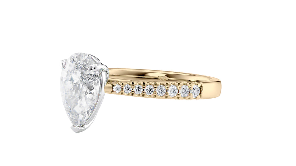 Pear Cut Solitaire Tapered Diamond Band Engagement Ring