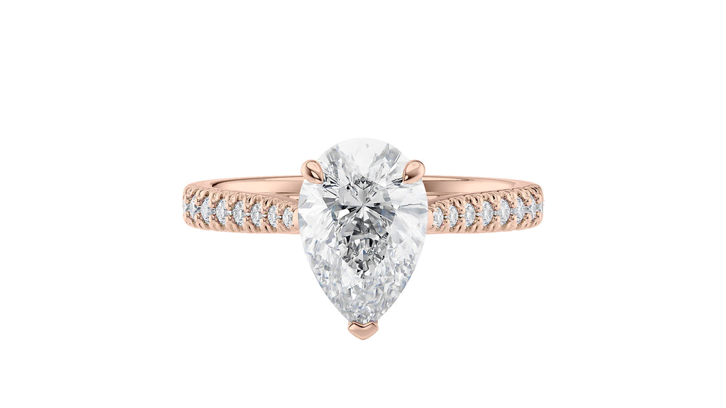 Pear Cut Solitaire Tapered Diamond Band Engagement Ring
