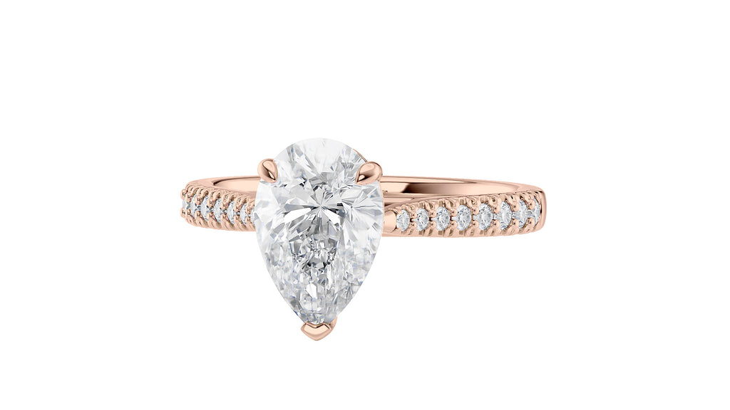 Pear Cut Solitaire Tapered Diamond Band Engagement Ring