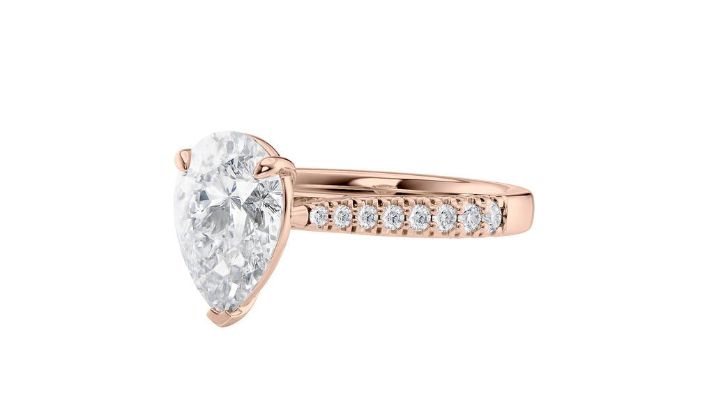 Pear Cut Solitaire Tapered Diamond Band Engagement Ring