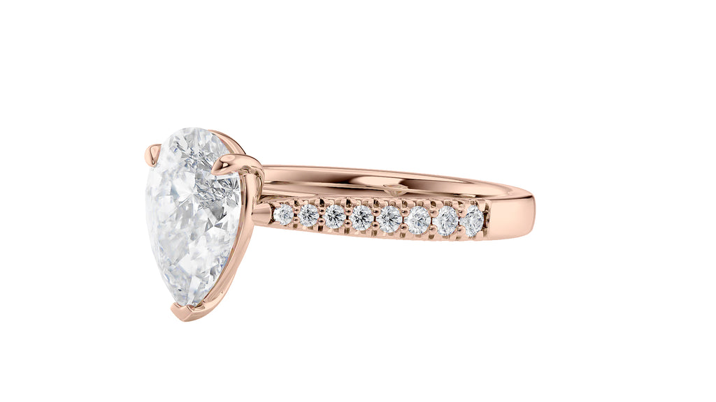 Pear Cut Solitaire Tapered Diamond Band Engagement Ring