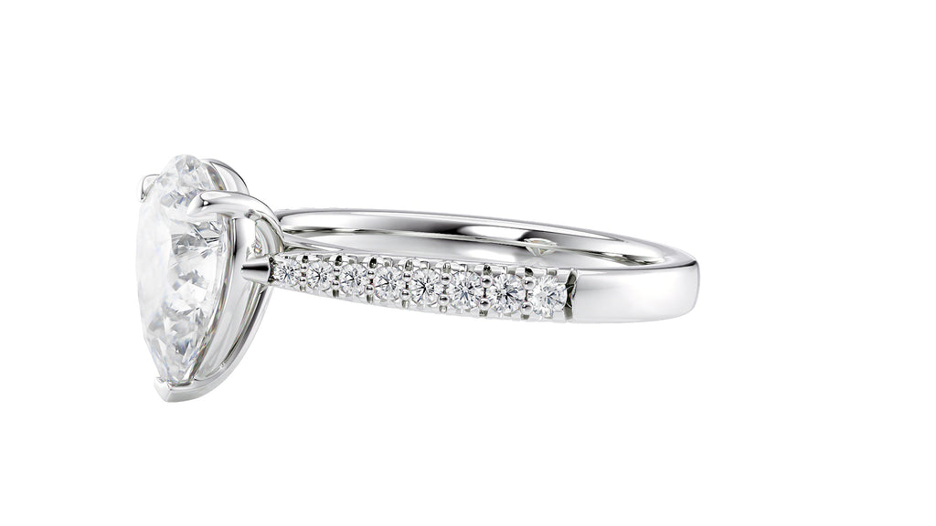 Pear Cut Solitaire Tapered Diamond Band Engagement Ring