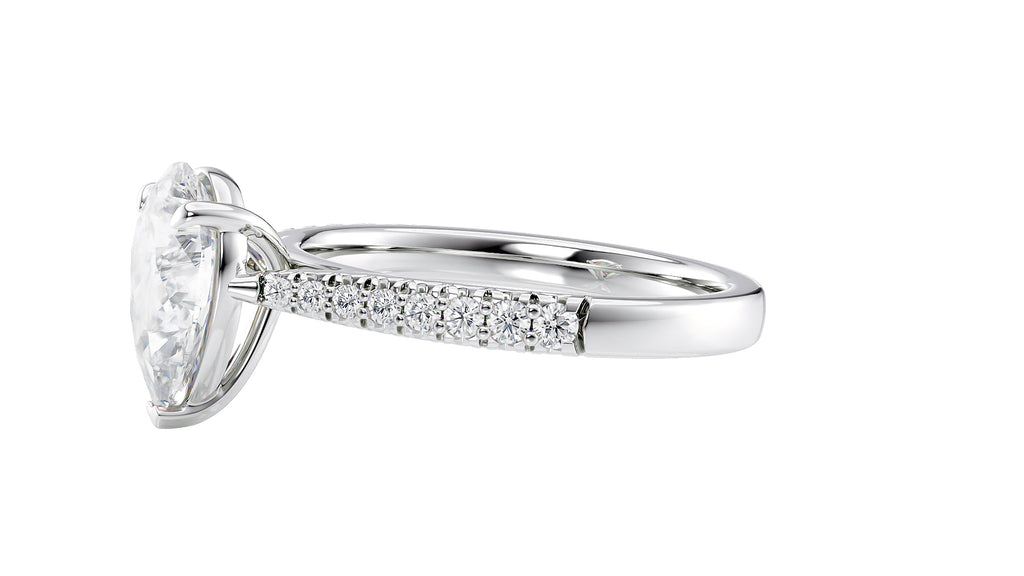 Pear Cut Solitaire Tapered Diamond Band Engagement Ring