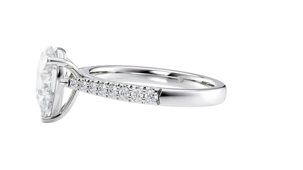 Pear Cut Solitaire Tapered Diamond Band Engagement Ring