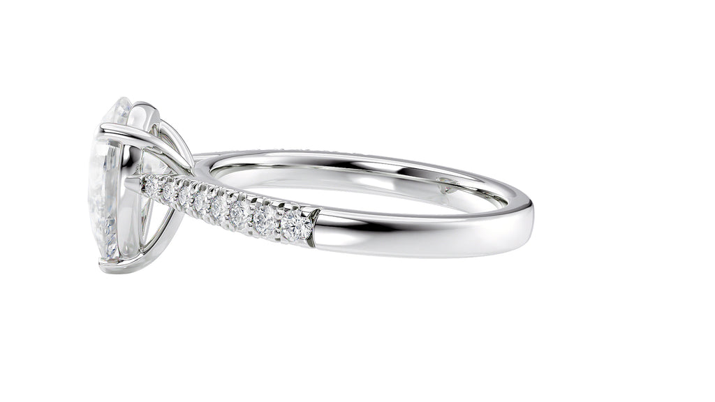 Pear Cut Solitaire Tapered Diamond Band Engagement Ring