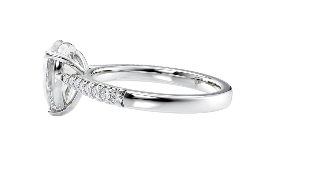 Pear Cut Solitaire Tapered Diamond Band Engagement Ring