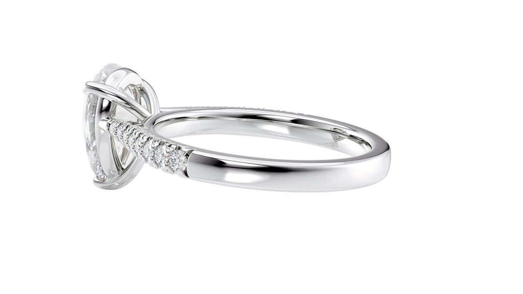 Pear Cut Solitaire Tapered Diamond Band Engagement Ring