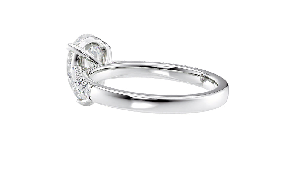 Pear Cut Solitaire Tapered Diamond Band Engagement Ring